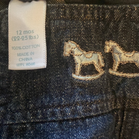 Embroidered "Rocking Horse" Denim Overalls Size 12 Mo. - Picture 4 of 9